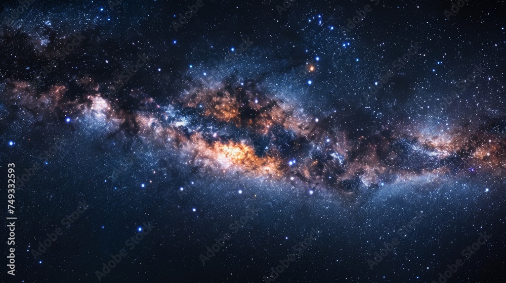 Fantasy night sky with stars and astronomy galaxies