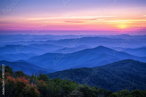 Majestic mountain peak range in the colours of sunrise © authapol