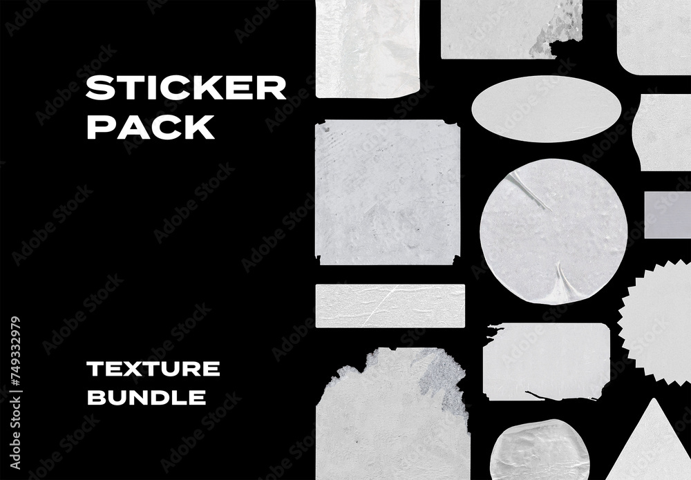 Sticker Logo Logotype Paper Pieces Overlay Texture Pack Bundle Effect ...