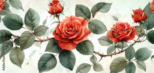 rose vintage watercolor pattern background