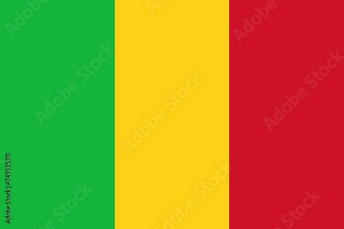 Close-up of green, yellow and red tricolor national flag of African country of Mali. Illustration made February 18th, 2024, Zurich, Switzerland.