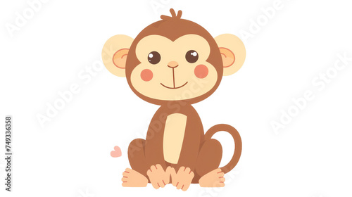Adorable Kawaii Monkey Illustration on Transparent Background