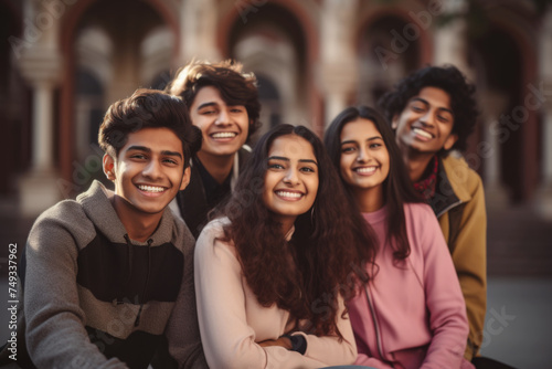 A group of young Indian students in the campus