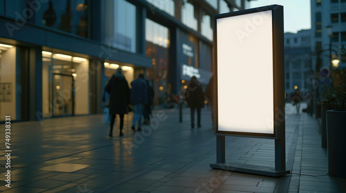 Blank screen mock up at street. Generative AI.