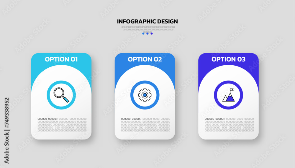 Obraz premium Modern infographic design template with 3 options or steps