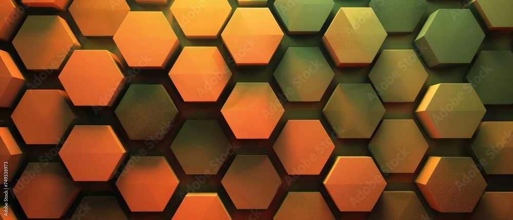 Illustration of abstract Orange, Brown And Green Giant Hexagon Horizontal background. Illustration of abstract Orange, Brown And Green Giant Hexagon Horizontal background.