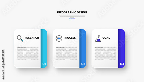 Modern infographic design template with 3 options or steps