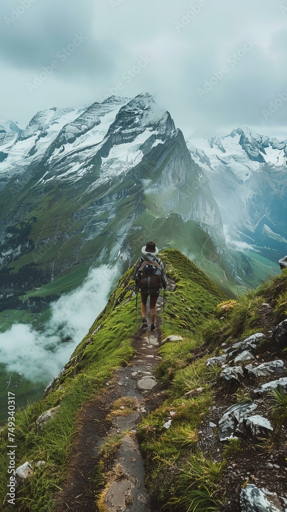 Fototapeta premium Hiking on a mountain trail 