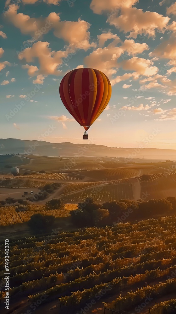 Hot air balloon ride over a city Hot air balloon ride over a city