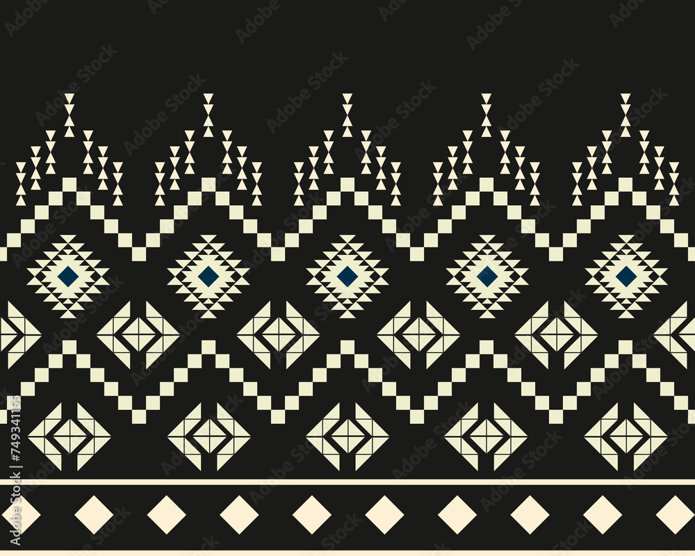 abstract Traditional geometric ethnic pattern embroidery design for textiles, rugs, clothing, sarong, scarf, batik, wrap, embroidery, print, curtain, carpet, and wallpaper.