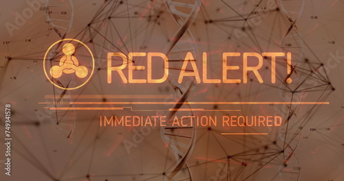 Image of red alert text over dna strands