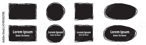 sketch doodle frame border hand drawing style rectangle and circle frame