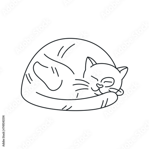 The cat is lying color element. Cartoon cute animal.