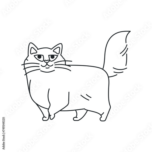 The cat is standing color element. Cartoon cute animal.