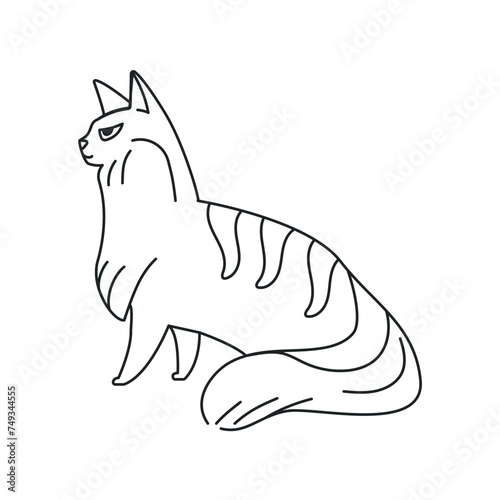The cat is standing color element. Cartoon cute animal.