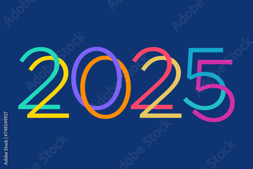 2025 Happy New Year, colorful design vector. trend new year 2025 template 