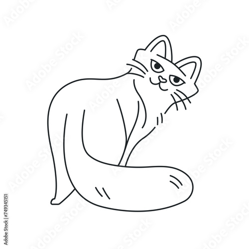Adorable cat color element. Cartoon cute animal.