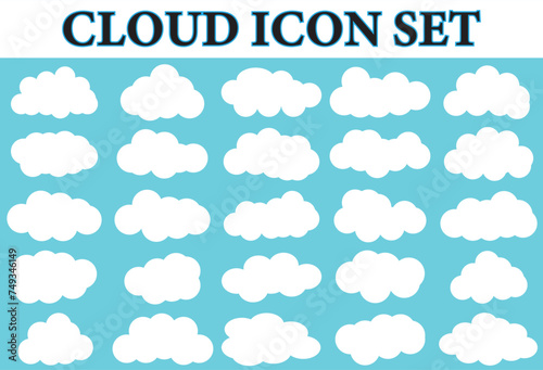 Cloud icon, cloud shape. Set of different clouds. Collection of cloud icon, shape, label, symbol. Graphic element vector. Vector design element for logo,web and print. Vector illustration. Eps file 2.