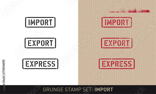 Stencil stamp set import, export and express (plain and grunge versions)