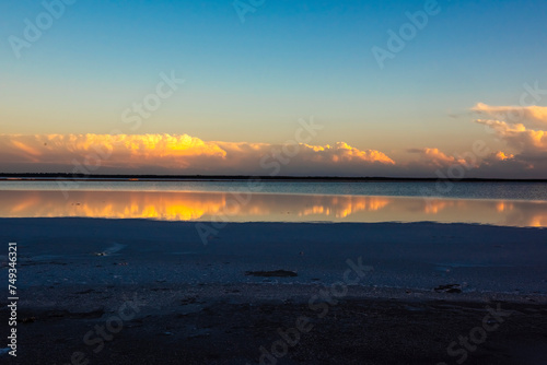 Desert landscape  broken dry soil in a Pampas lagoon  La Pampa province  Patagonia  Argentina.