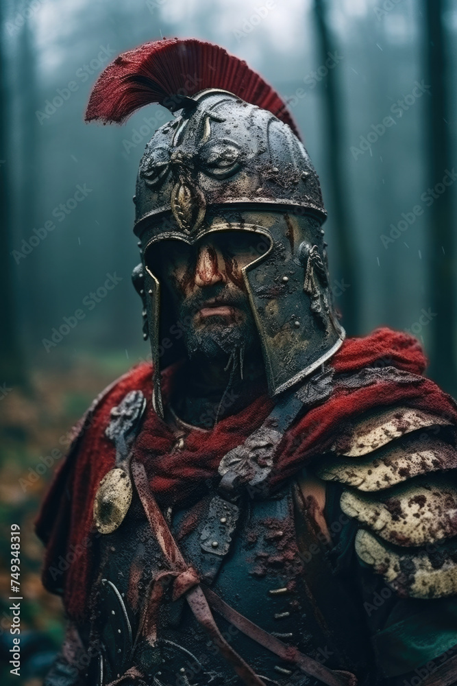 Portrait of a Roman centurion fighting in Britannia at the Hadrians wall