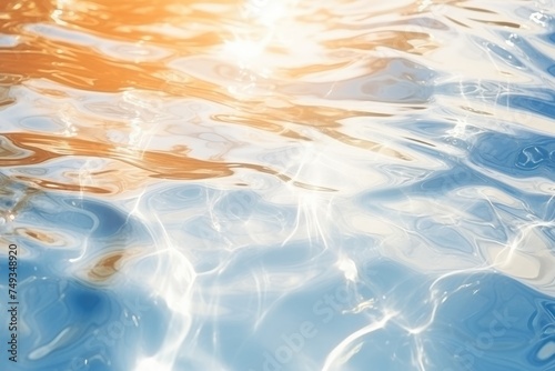 Close up view of splash in clear healthy water from mountains with sunset light. Generative Ai.