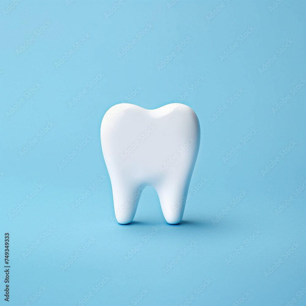 Pristine white tooth shining against a serene blue backdrop