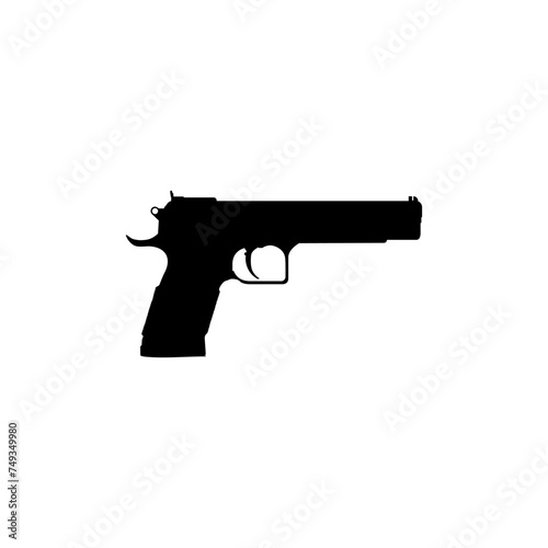 Silhouette of Hand Gun also known as Pistol, Flat Style, can use for Art Illustration, Logo Gram, Pictogram, Website or Graphic Design Element. Vector Illustration