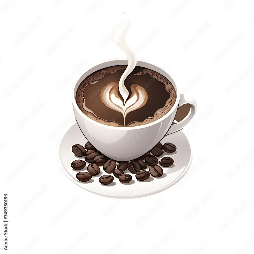 Obraz premium Cup of Fresh Coffee. Vector Illustration.. Decorative Design for Cafeteria, Posters, Banners, Cards 