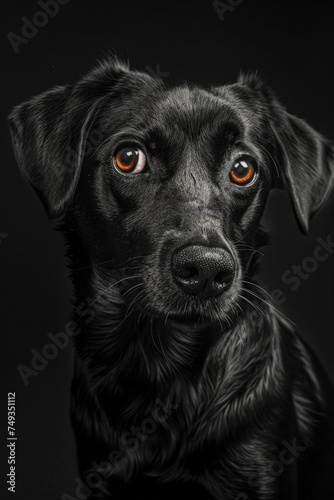 Black dog on dark background with bright color eyes © Eduardo Lopez