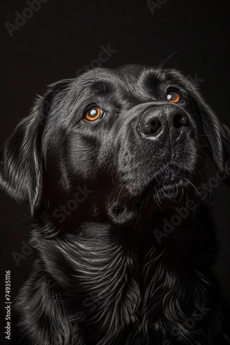 Black dog on dark background with bright color eyes © Eduardo Lopez