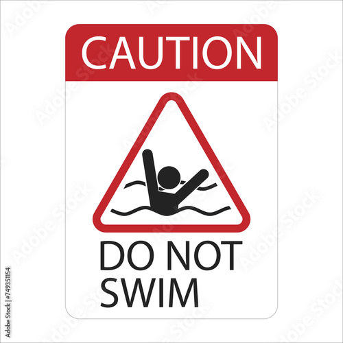 Isolated red triangle label sign help swimming drown, for sea, water, swim pool safety sign