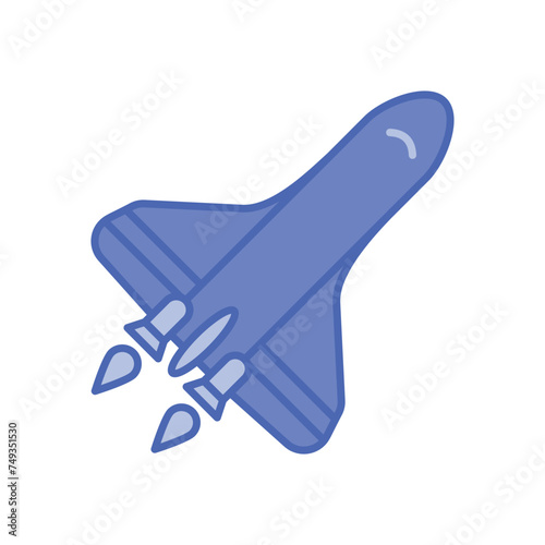 Blue duo tone Spaceship vector icon