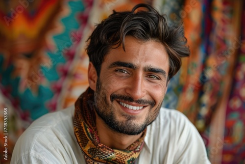 emotional portrait of happy pakistani man, ai generated