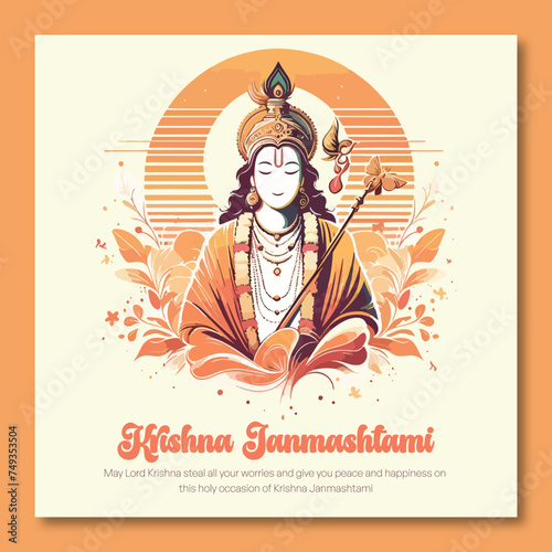 Krishna Janmashtami social media template 