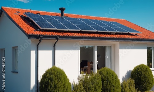 Solar panels on the roof of a house. Photovoltaic modules