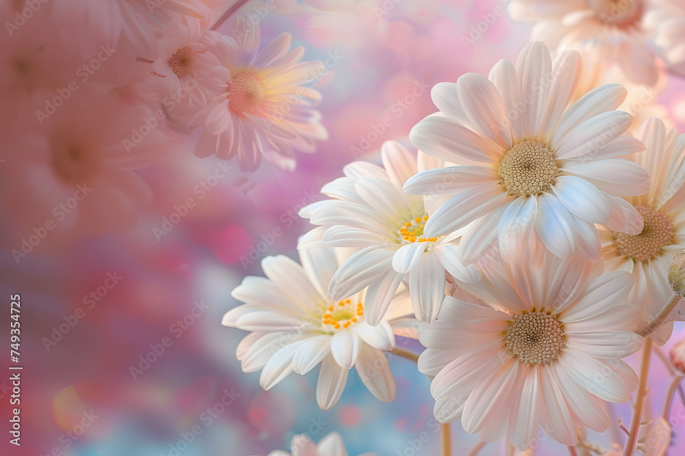 illustration of a background of daisies next to each other, an image in pink shades, a delicate spring background illustration of a background of daisies next to each other, an image in pink shades, a delicate spring background
