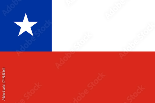 Close-up of blue, red and white national flag of South American country of Republik Chile with white star. Illustration made February 12th, 2024, Zurich, Switzerland.
