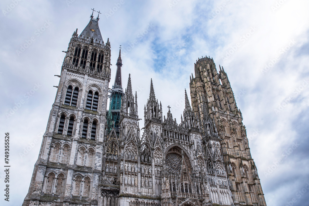 Fototapeta premium Rouen Cathedral in Normandy in France seen from the outside