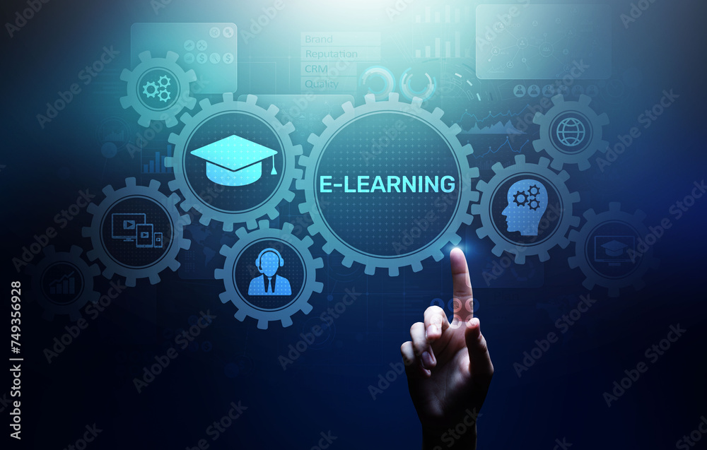 E-learning, Online education, internet studying. Business, technology and personal development concept on virtual screen. E-learning, Online education, internet studying. Business, technology and personal development concept on virtual screen.