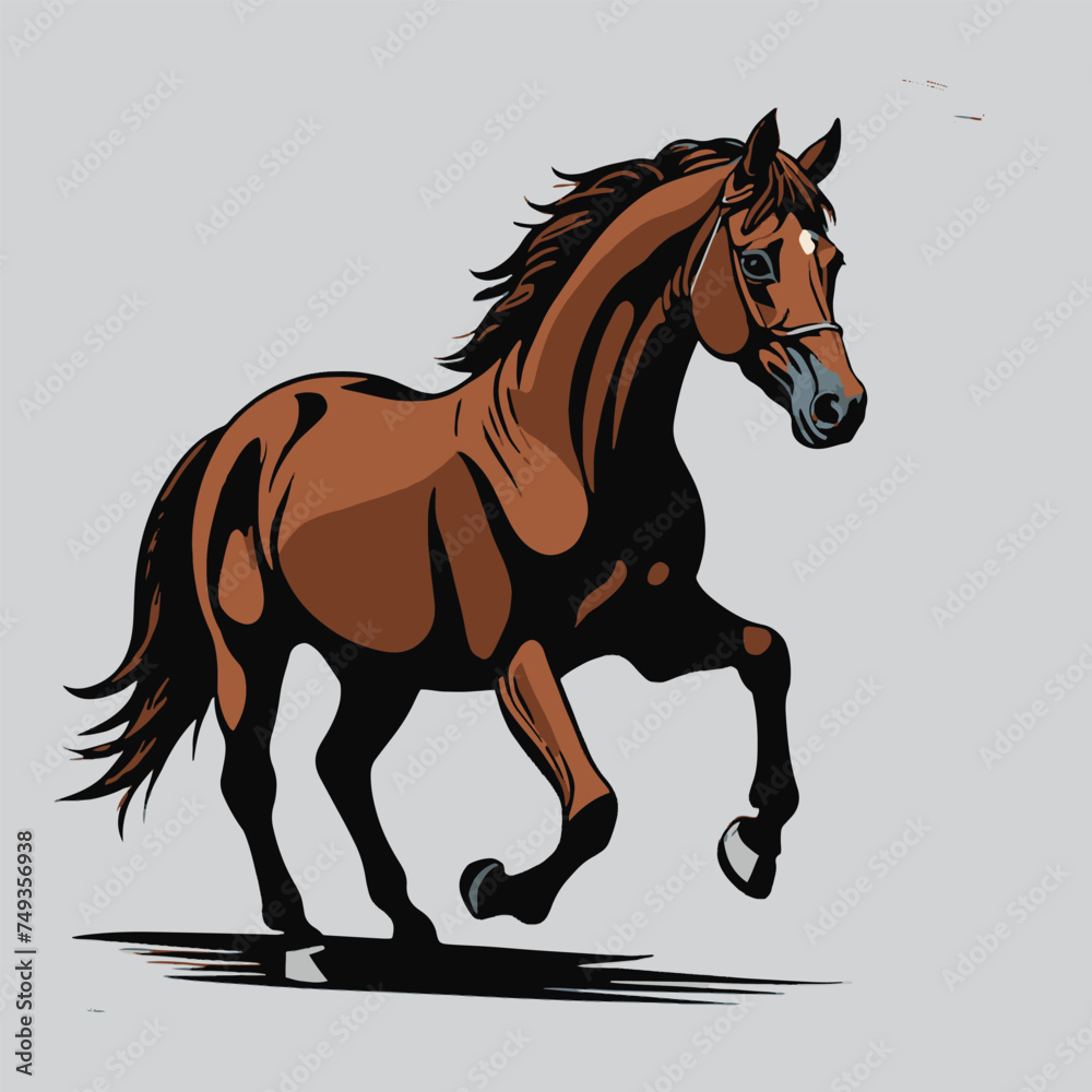 vector isolated of brown horse