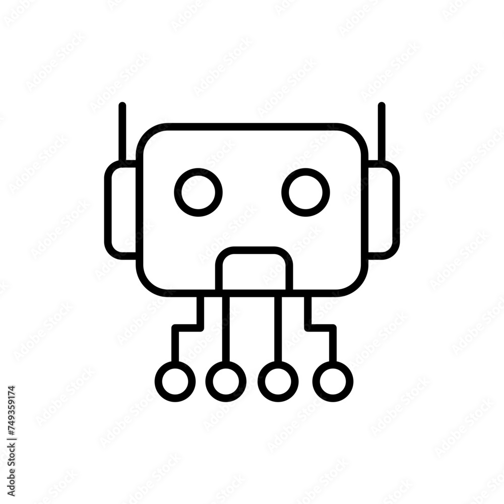 Robot outline icons, minimalist vector illustration ,simple transparent graphic element .Isolated on white background