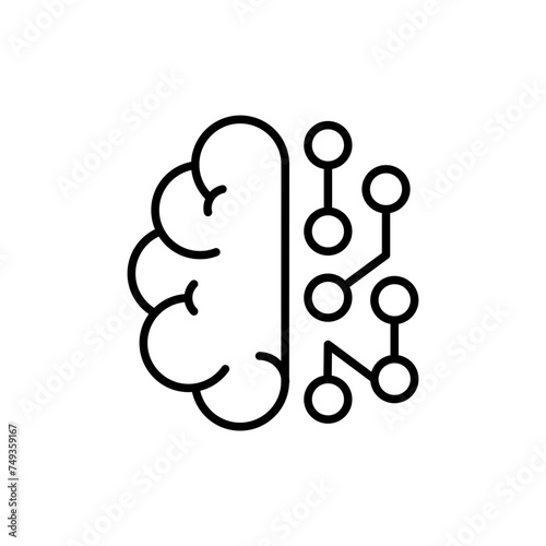 Artificial brain outline icons, minimalist vector illustration ,simple transparent graphic element .Isolated on white background
