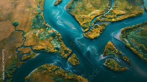 Majestic River Delta Transition from Above