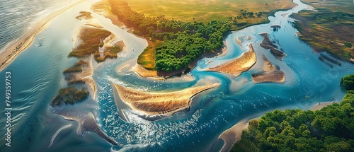 Majestic River Delta Transition from Above