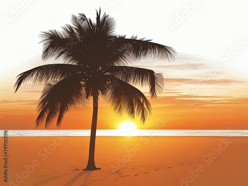 Vector beachside palm tree silhouette