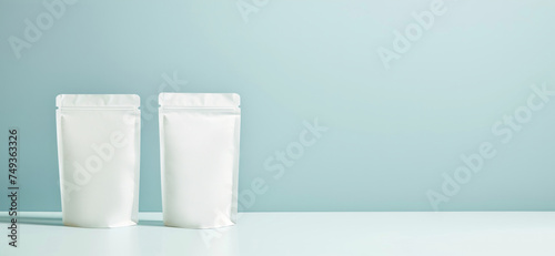 White plain empty food bags for your lettering and product advertising, template mockup for your food advertisement 