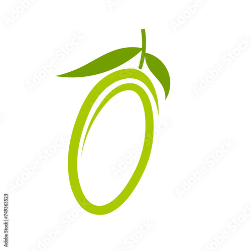 Branch of olives isolated on white background. Color illustration and black and white outline. Vector image of olives in cartoon flat simple style.