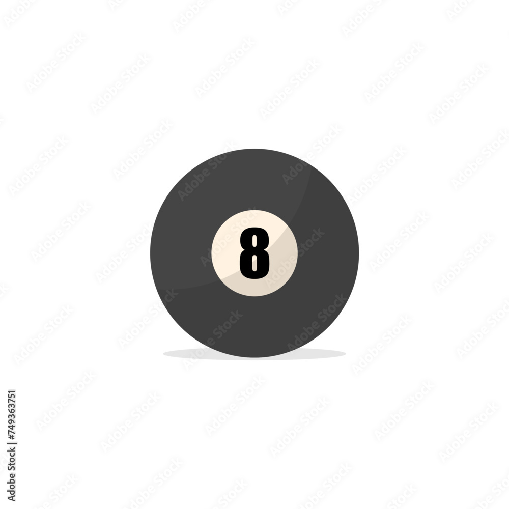 8 ball billiard flat design vector illustration. vector illustration of pool ball logo on white background 8 ball billiard flat design vector illustration. vector illustration of pool ball logo on white background