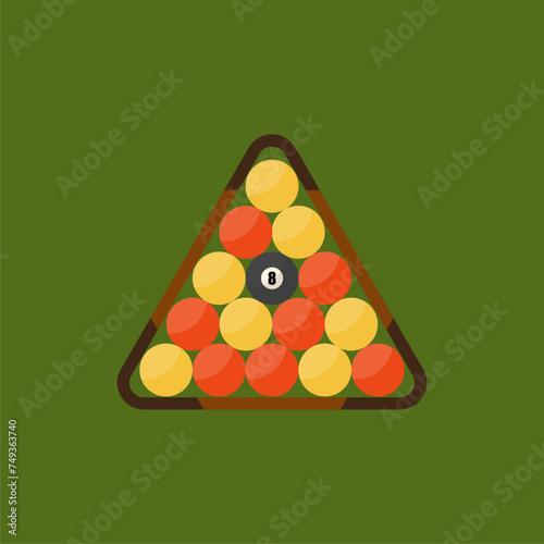 blackball setup vector illustration of billiard ball logo on green background
